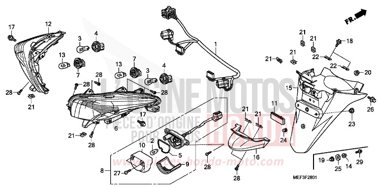 HECKLEUCHTE/KOTFLUEGEL, HINTEN (FJS400D9/FJS400A) von SW-T400 ABS PEARL SUNBEAM WHITE (NHA66) von 2009